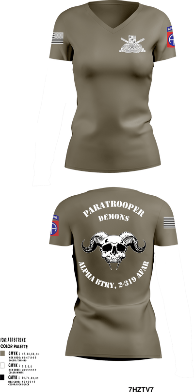 ALPHA BTRY, 2-319th AFAR 68475694 Women's Short Sleeve V-neck Shirt - 8