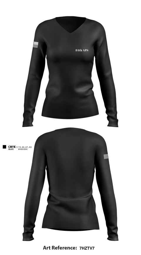 Women's Long Sleeve Vneck Shirt, 84th APS, Army, Teamtime, Team time, sublimation, custom sports apparel, team uniforms, spirit wear, spiritwear, sports uniforms, custom shirts, team store, custom team store, fundraiser sports, apparel fundraiser