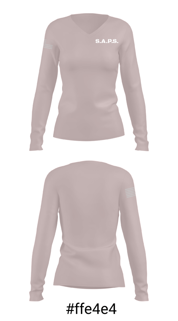 Women's Long Sleeve Vneck Shirt, S.A.P.S., , Teamtime, Team time, sublimation, custom sports apparel, team uniforms, spirit wear, spiritwear, sports uniforms, custom shirts, team store, custom team store, fundraiser sports, apparel fundraiser