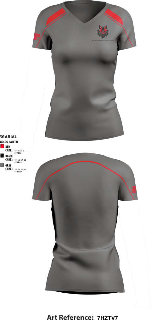 Women's Short Sleeve Vneck Shirt, Ragnarok Ordnance Works, , Teamtime, Team time, sublimation, custom sports apparel, team uniforms, spirit wear, spiritwear, sports uniforms, custom shirts, team store, custom team store, fundraiser sports, apparel fundraiser