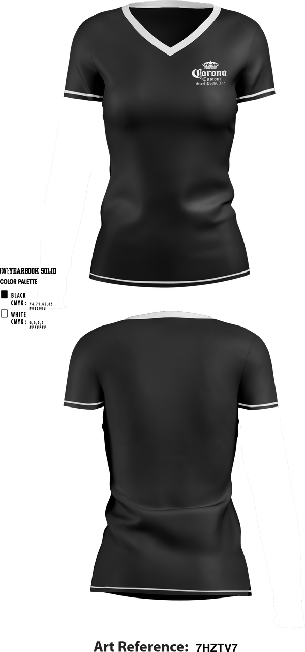 Women's Short Sleeve Vneck Shirt, CORONA CUSTOM STEEL POOLS, , Teamtime, Team time, sublimation, custom sports apparel, team uniforms, spirit wear, spiritwear, sports uniforms, custom shirts, team store, custom team store, fundraiser sports, apparel fundraiser