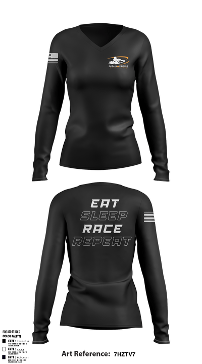 Lemans Karting 53568272 Women's Long Sleeve V-neck Shirt - 1