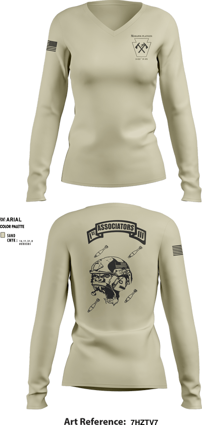 1-111th IN BN ** 38506759 Women's Long Sleeve V-neck Shirt - 6