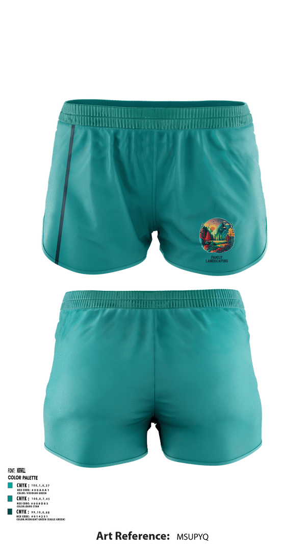 Women's Shorts, Family’s Landscaping, , Teamtime, Team time, sublimation, custom sports apparel, team uniforms, spirit wear, spiritwear, sports uniforms, custom shirts, team store, custom team store, fundraiser sports, apparel fundraiser