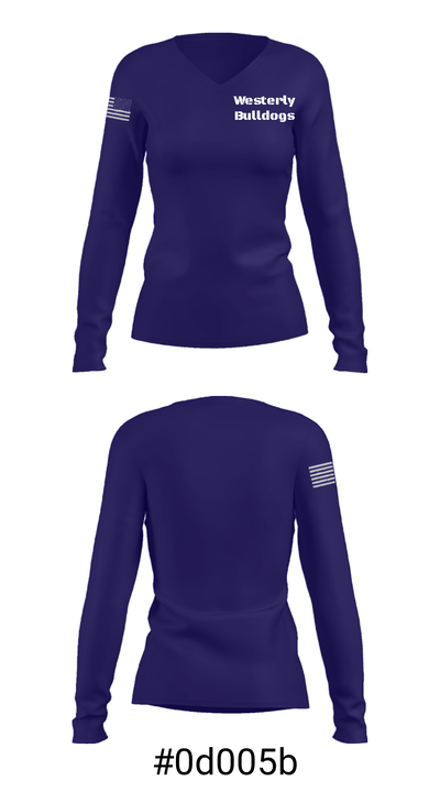 Westerly Bulldogs 34109331 Women's Long Sleeve V-neck Shirt - 20