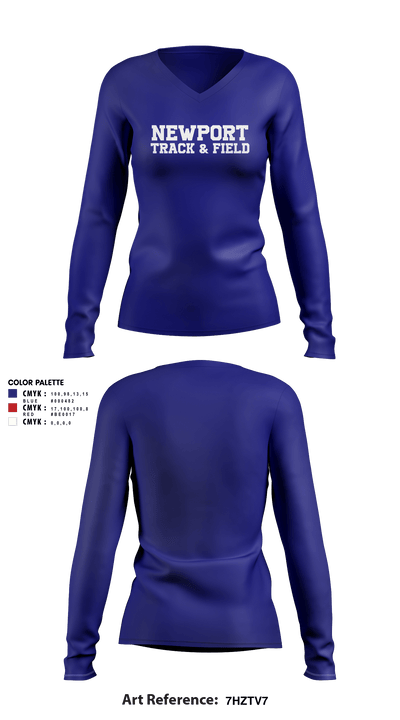 Newport High School Track & Field 49757231 Women's Long Sleeve V-neck Shirt - 1