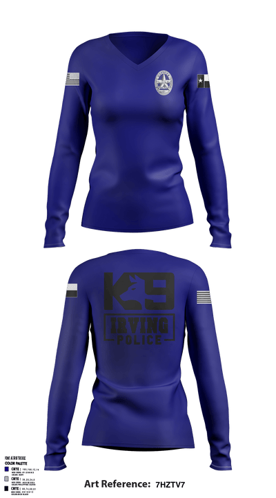 Irving Police K9 Unit 73761105 Women's Long Sleeve V-neck Shirt - 1