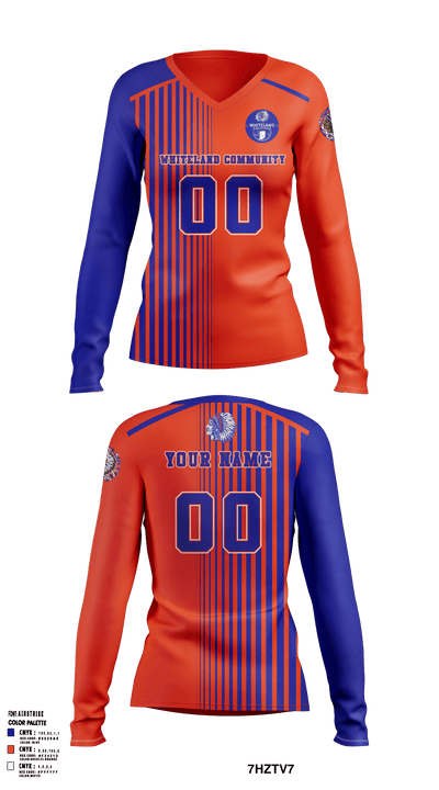 Whiteland Community High School Volleyball 82178540 Women's Long Sleeve V-neck Shirt - 3