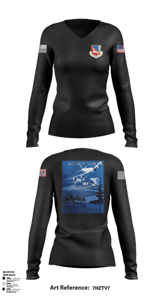 Women's Long Sleeve Vneck Shirt, 157th Air Refueling Wing, , Teamtime, Team time, sublimation, custom sports apparel, team uniforms, spirit wear, spiritwear, sports uniforms, custom shirts, team store, custom team store, fundraiser sports, apparel fundraiser