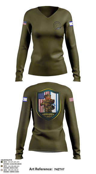 Women's Long Sleeve Vneck Shirt, , Army, Teamtime, Team time, sublimation, custom sports apparel, team uniforms, spirit wear, spiritwear, sports uniforms, custom shirts, team store, custom team store, fundraiser sports, apparel fundraiser