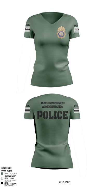 DEA Enforcement Group 46 13099367 Women's Short Sleeve V-neck Shirt - 50