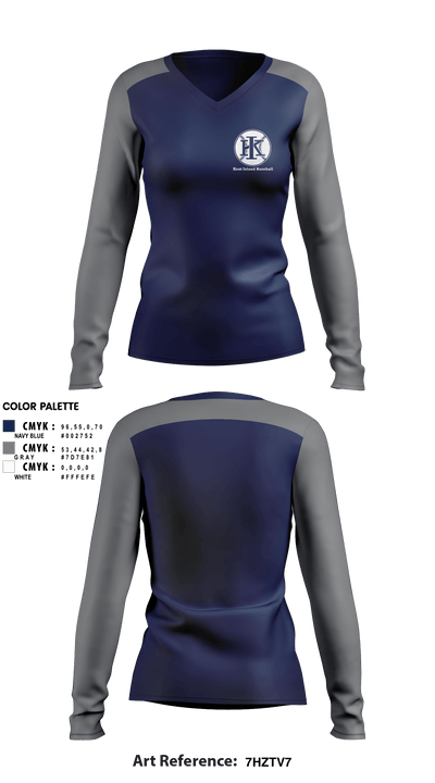 Kent Island Baseball 20036051 Women's Long Sleeve V-neck Shirt - 2