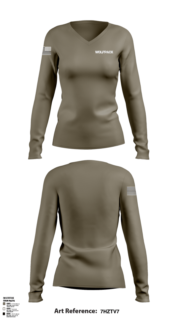 Women's Long Sleeve Vneck Shirt, , Army, Teamtime, Team time, sublimation, custom sports apparel, team uniforms, spirit wear, spiritwear, sports uniforms, custom shirts, team store, custom team store, fundraiser sports, apparel fundraiser