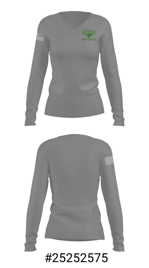 Women's Long Sleeve Vneck Shirt, West Junior High School, Spirit Store, Teamtime, Team time, sublimation, custom sports apparel, team uniforms, spirit wear, spiritwear, sports uniforms, custom shirts, team store, custom team store, fundraiser sports, apparel fundraiser