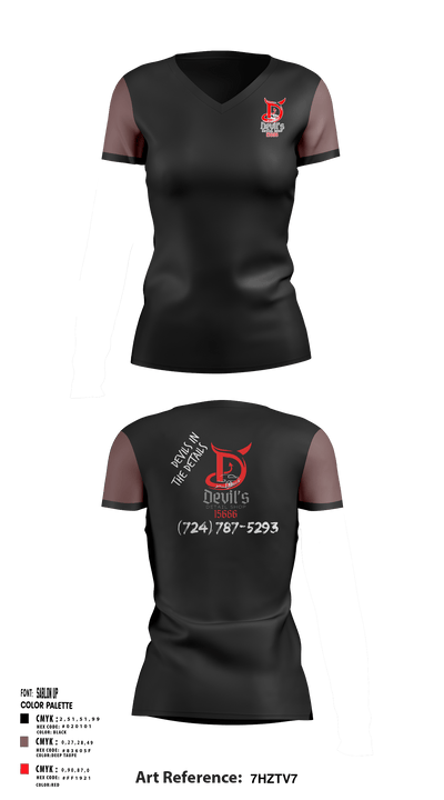 Devils Detail ShopDevils Detail Shop 1775971 Women's Short Sleeve V-neck Shirt - 1