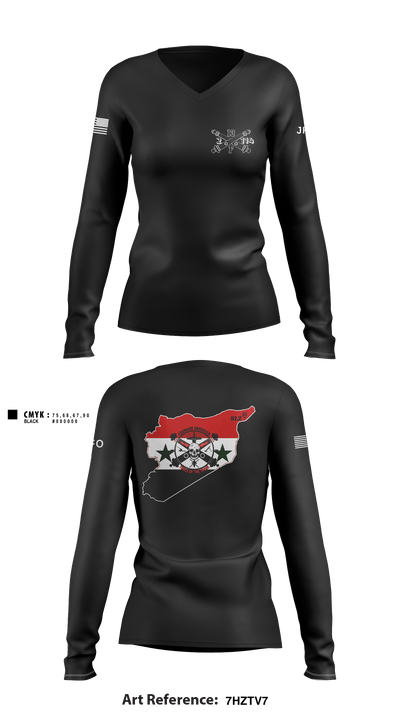 HHB 2-114 FA (FIST) 66604397 Women's Long Sleeve V-neck Shirt - 1