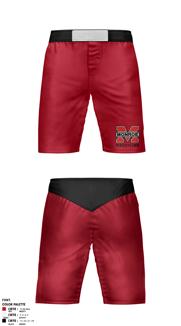 Fight Shorts, Monroe Middle School, Wrestling, Teamtime, Team time, sublimation, custom sports apparel, team uniforms, spirit wear, spiritwear, sports uniforms, custom shirts, team store, custom team store, fundraiser sports, apparel fundraiser