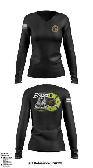 Women's Long Sleeve Vneck Shirt, South Spartanburg Fire District, Fire Department, Teamtime, Team time, sublimation, custom sports apparel, team uniforms, spirit wear, spiritwear, sports uniforms, custom shirts, team store, custom team store, fundraiser sports, apparel fundraiser