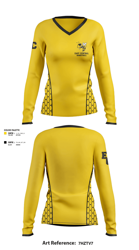 Women's Long Sleeve Vneck Shirt, East Central High School Basketball, Women's Basketball, Teamtime, Team time, sublimation, custom sports apparel, team uniforms, spirit wear, spiritwear, sports uniforms, custom shirts, team store, custom team store, fundraiser sports, apparel fundraiser