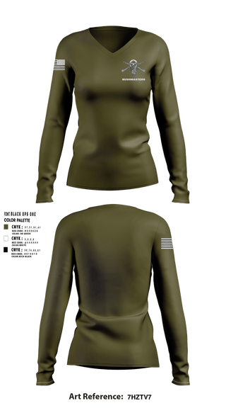 Women's Long Sleeve Vneck Shirt, Bushmasters, Army, Teamtime, Team time, sublimation, custom sports apparel, team uniforms, spirit wear, spiritwear, sports uniforms, custom shirts, team store, custom team store, fundraiser sports, apparel fundraiser