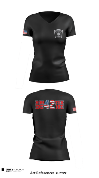Women's Short Sleeve Vneck Shirt, Boston Fire Department Engine-42, , Teamtime, Team time, sublimation, custom sports apparel, team uniforms, spirit wear, spiritwear, sports uniforms, custom shirts, team store, custom team store, fundraiser sports, apparel fundraiser