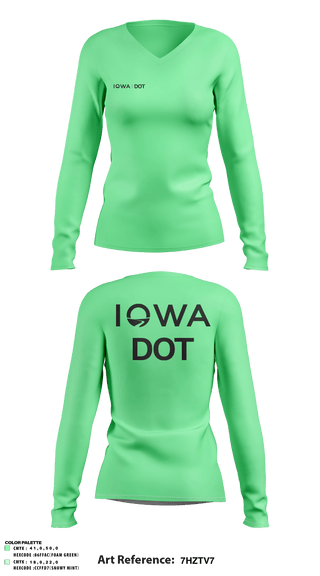 Women's Long Sleeve Vneck Shirt, Iowa DOT, , Teamtime, Team time, sublimation, custom sports apparel, team uniforms, spirit wear, spiritwear, sports uniforms, custom shirts, team store, custom team store, fundraiser sports, apparel fundraiser