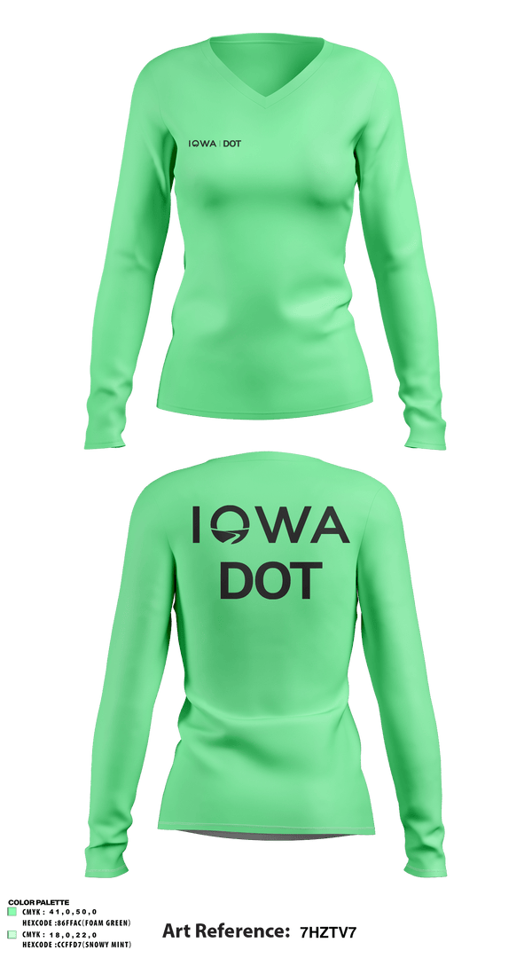 Women's Long Sleeve Vneck Shirt, Iowa DOT, , Teamtime, Team time, sublimation, custom sports apparel, team uniforms, spirit wear, spiritwear, sports uniforms, custom shirts, team store, custom team store, fundraiser sports, apparel fundraiser