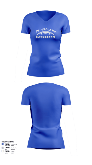 Women's Short Sleeve Vneck Shirt, Orland Jr Trojans Football, Football, Teamtime, Team time, sublimation, custom sports apparel, team uniforms, spirit wear, spiritwear, sports uniforms, custom shirts, team store, custom team store, fundraiser sports, apparel fundraiser