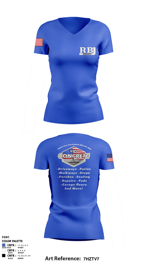 Women's Short Sleeve Vneck Shirt, RBJ Concrete, , Teamtime, Team time, sublimation, custom sports apparel, team uniforms, spirit wear, spiritwear, sports uniforms, custom shirts, team store, custom team store, fundraiser sports, apparel fundraiser
