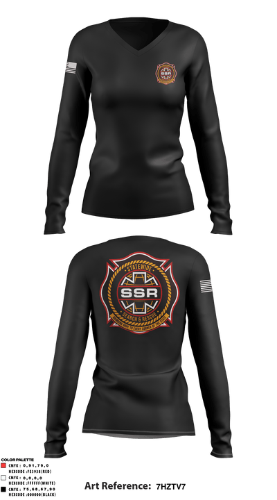 Statewide Search and Rescue 13818381 Women's Long Sleeve V-neck Shirt - 3