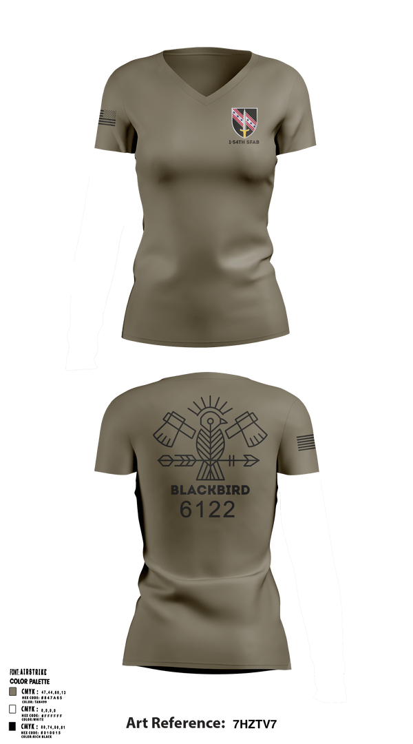 Women's Short Sleeve Vneck Shirt, 1-54th SFABBco 1/54th SFAB, Army, Teamtime, Team time, sublimation, custom sports apparel, team uniforms, spirit wear, spiritwear, sports uniforms, custom shirts, team store, custom team store, fundraiser sports, apparel fundraiser