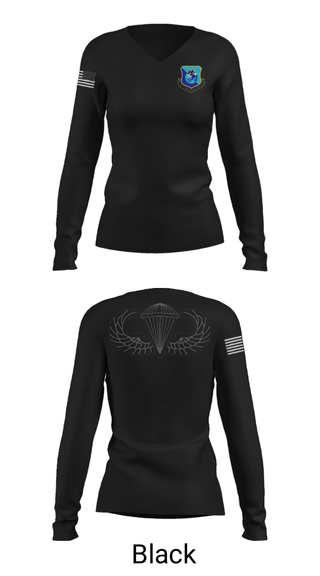 Women's Long Sleeve Vneck Shirt, , Air Force, Teamtime, Team time, sublimation, custom sports apparel, team uniforms, spirit wear, spiritwear, sports uniforms, custom shirts, team store, custom team store, fundraiser sports, apparel fundraiser