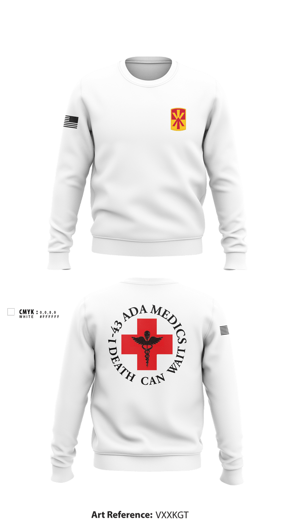 Crew Neck Sweatshirt, Medics, 1-43 ADA, Army, Teamtime, Team time, sublimation, custom sports apparel, team uniforms, spirit wear, spiritwear, sports uniforms, custom shirts, team store, custom team store, fundraiser sports, apparel fundraiser