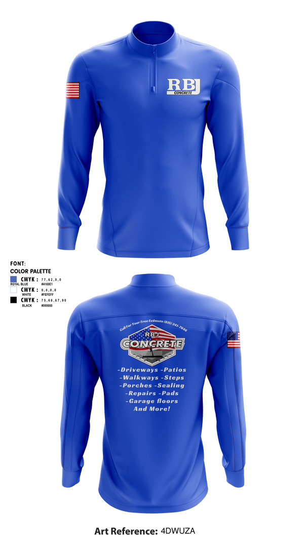 Quarter Zip Jacket, RBJ Concrete, , Teamtime, Team time, sublimation, custom sports apparel, team uniforms, spirit wear, spiritwear, sports uniforms, custom shirts, team store, custom team store, fundraiser sports, apparel fundraiser