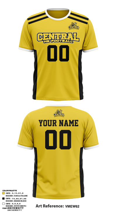 Central HS Football 61627398 Short Sleeve Performance Shirt - 1