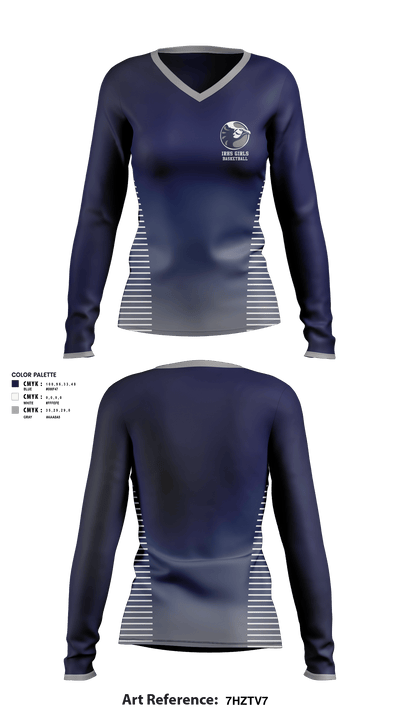 IRHS Girls Basketball 1389939 Women's Long Sleeve V-neck Shirt - 1