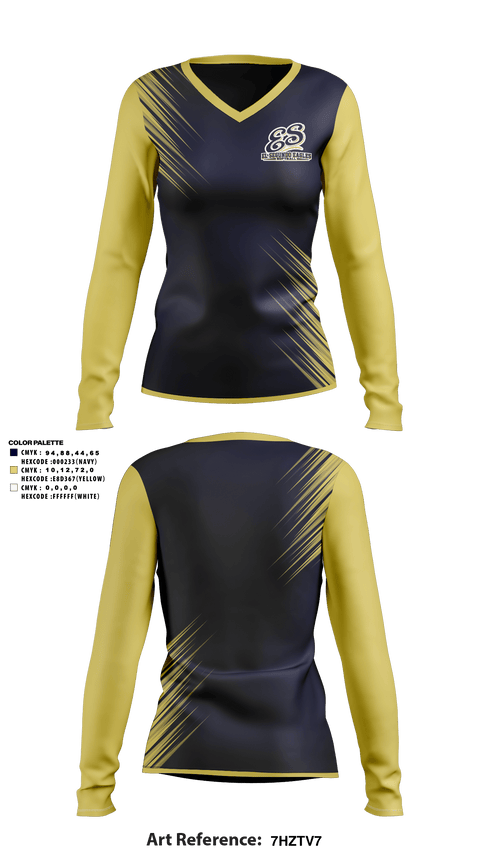 Women's Long Sleeve Vneck Shirt, El Segundo Eagles Softball, Softball, Teamtime, Team time, sublimation, custom sports apparel, team uniforms, spirit wear, spiritwear, sports uniforms, custom shirts, team store, custom team store, fundraiser sports, apparel fundraiser