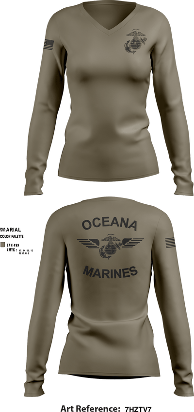 Oceana Marines 61589577 Women's Long Sleeve V-neck Shirt - 4