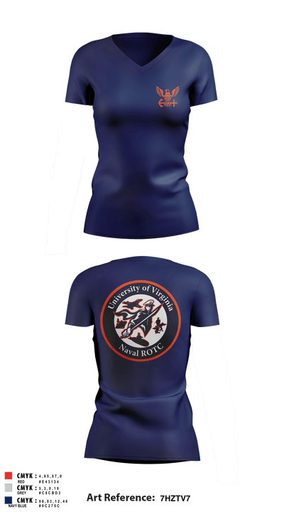 University of Virginia NROTC 91641380 Women's Short Sleeve V-neck Shirt - 8
