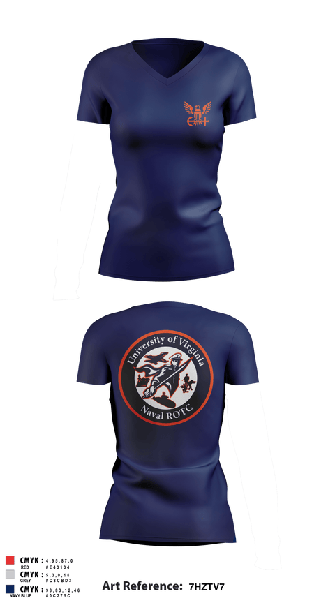 Women's Short Sleeve Vneck Shirt, University of Virginia NROTC, Navy, Teamtime, Team time, sublimation, custom sports apparel, team uniforms, spirit wear, spiritwear, sports uniforms, custom shirts, team store, custom team store, fundraiser sports, apparel fundraiser