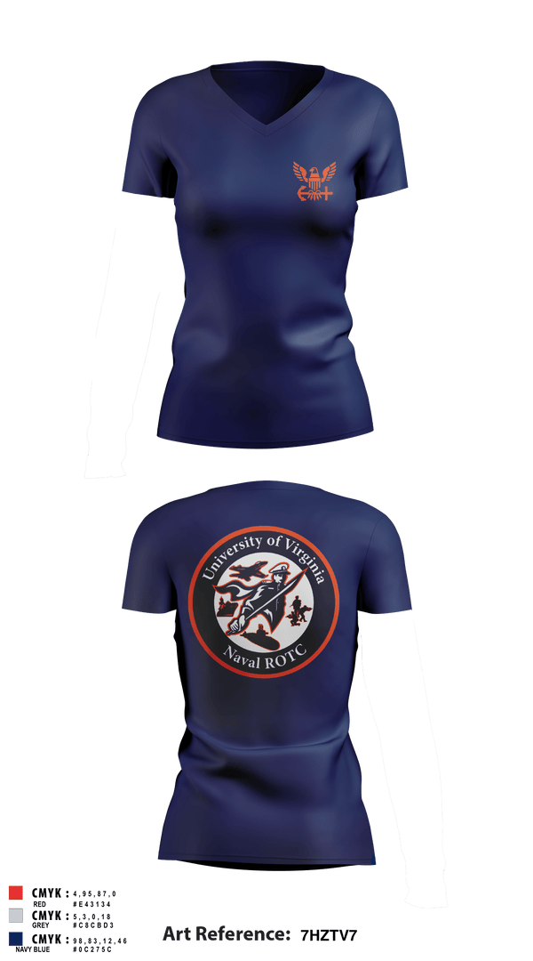 Women's Short Sleeve Vneck Shirt, University of Virginia NROTC, Navy, Teamtime, Team time, sublimation, custom sports apparel, team uniforms, spirit wear, spiritwear, sports uniforms, custom shirts, team store, custom team store, fundraiser sports, apparel fundraiser