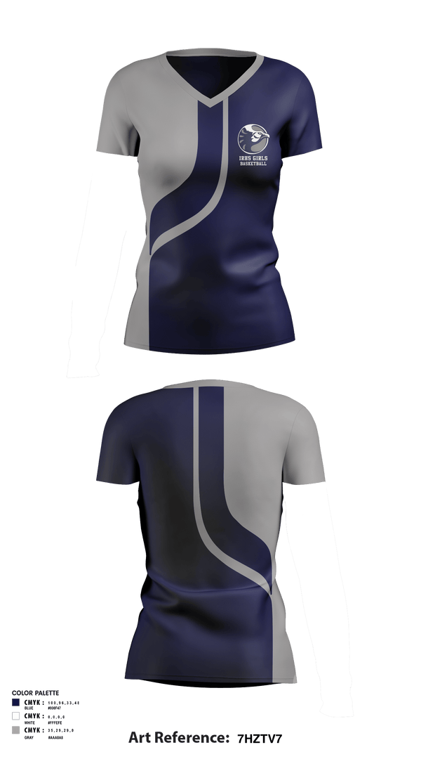Women's Short Sleeve Vneck Shirt, IRHS Girls Basketball, Women's Basketball, Teamtime, Team time, sublimation, custom sports apparel, team uniforms, spirit wear, spiritwear, sports uniforms, custom shirts, team store, custom team store, fundraiser sports, apparel fundraiser