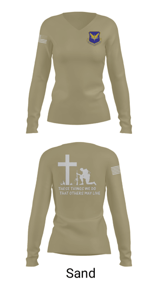 Women's Long Sleeve Vneck Shirt, , Air Force, Teamtime, Team time, sublimation, custom sports apparel, team uniforms, spirit wear, spiritwear, sports uniforms, custom shirts, team store, custom team store, fundraiser sports, apparel fundraiser