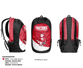 Gear Bag, Smyrna Lacrosse, Men's Lacrosse, Teamtime, Team time, sublimation, custom sports apparel, team uniforms, spirit wear, spiritwear, sports uniforms, custom shirts, team store, custom team store, fundraiser sports, apparel fundraiser