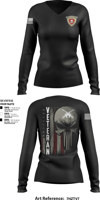 3d Reconnaissance Batallion 7776232 Women's Long Sleeve V-neck Shirt - 1