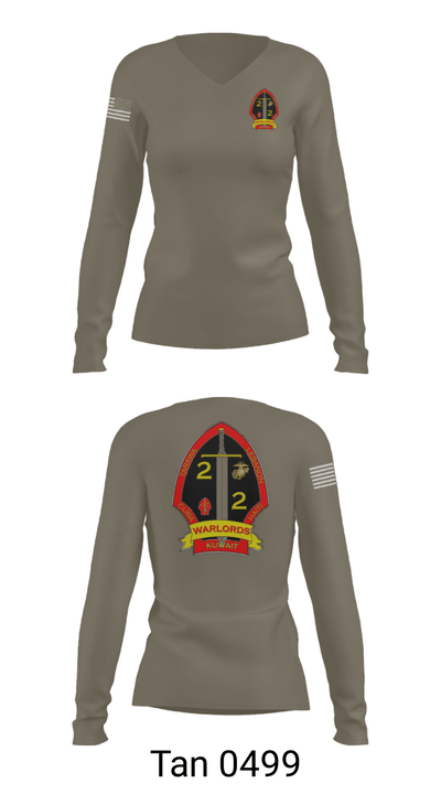 2nd battalion 2nd marines 57428370 Women's Long Sleeve V-neck Shirt - 41