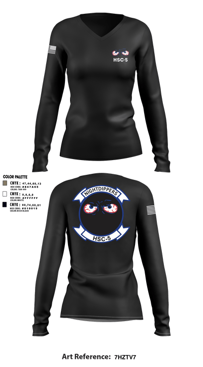 HSC-5 92316716 Women's Long Sleeve V-neck Shirt - 3