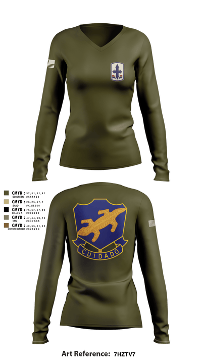 1-158th IN 91040606 Women's Long Sleeve V-neck Shirt - 3