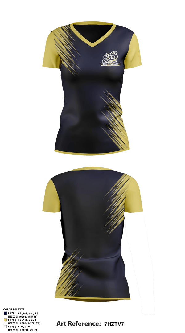 Women's Short Sleeve Vneck Shirt, El Segundo Eagles Softball, Softball, Teamtime, Team time, sublimation, custom sports apparel, team uniforms, spirit wear, spiritwear, sports uniforms, custom shirts, team store, custom team store, fundraiser sports, apparel fundraiser