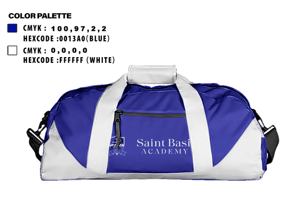 Duffle Bag, St Basil Academy Of Classical Studies, Spirit Store, Teamtime, Team time, sublimation, custom sports apparel, team uniforms, spirit wear, spiritwear, sports uniforms, custom shirts, team store, custom team store, fundraiser sports, apparel fundraiser